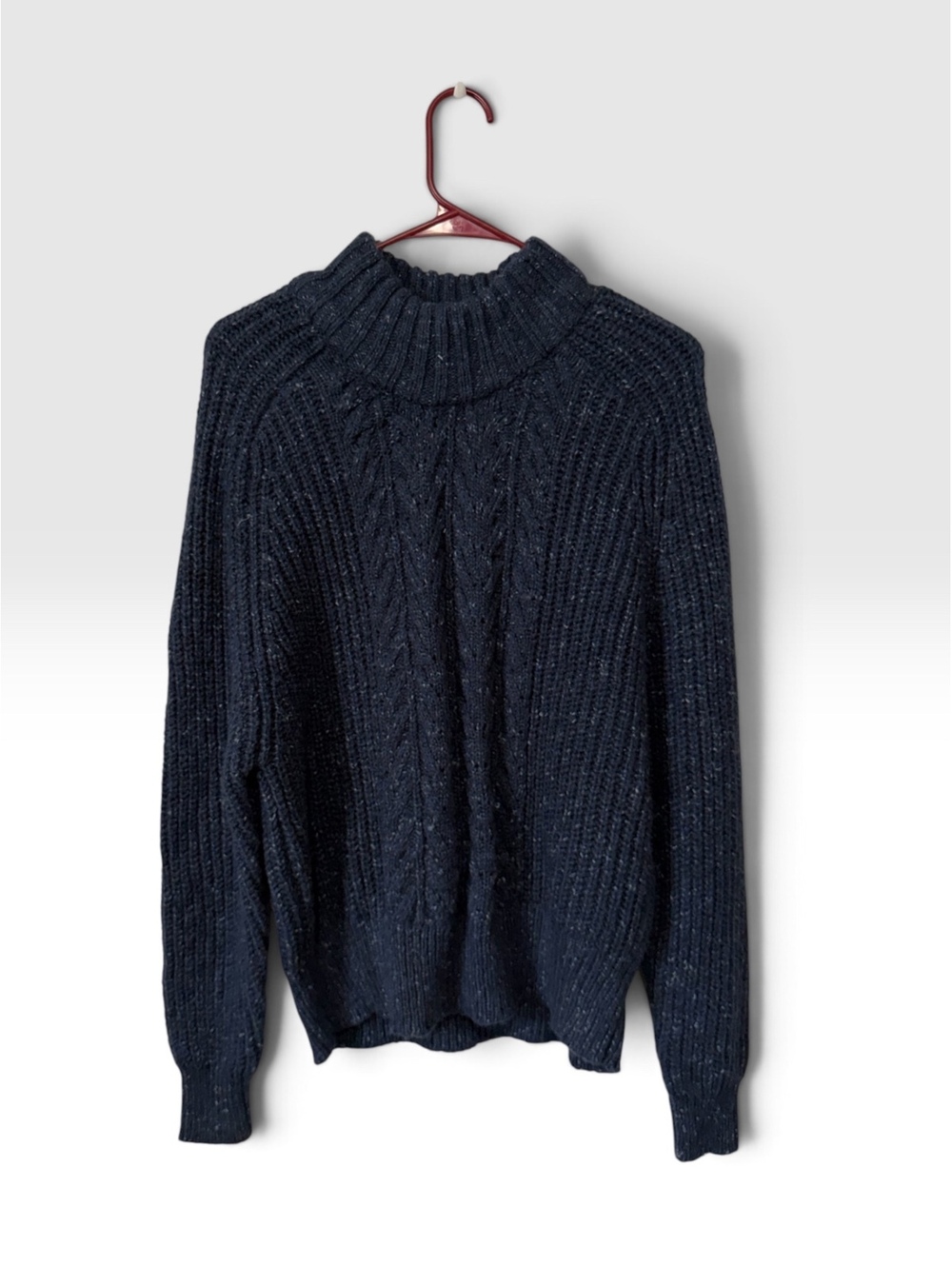 Blue Chunky Cozy Casual Cable Knit Pullover Sweater Size M